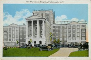 Postcard of Physicians Hospital in Plattsburgh, New York