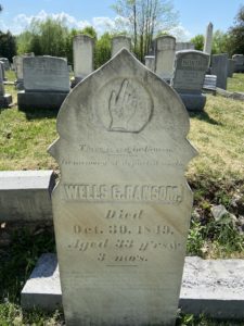 Gravestone of Wells Ransom in Riverview Cemetery